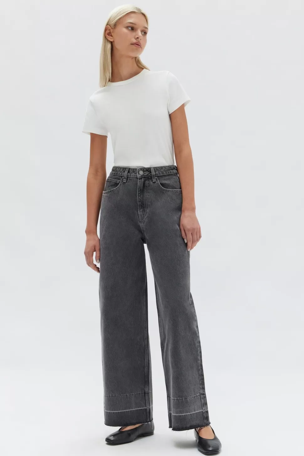 Pants & Skirts | Assembly Label Distressed Hem Wide Leg Jean