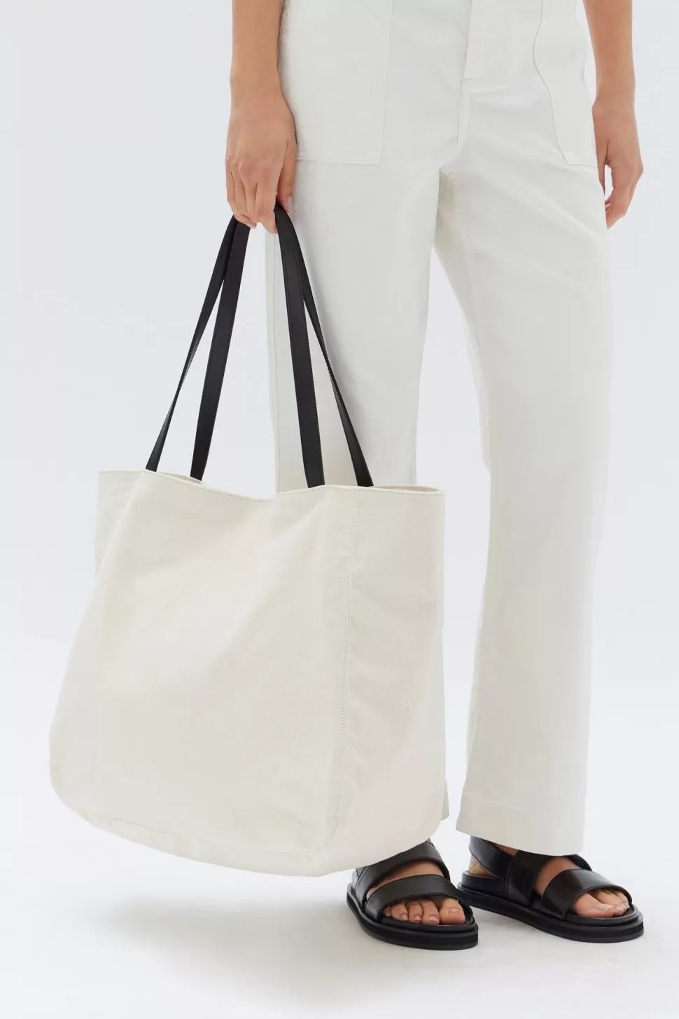 Bags | Assembly Label Leather Trim Canvas Tote