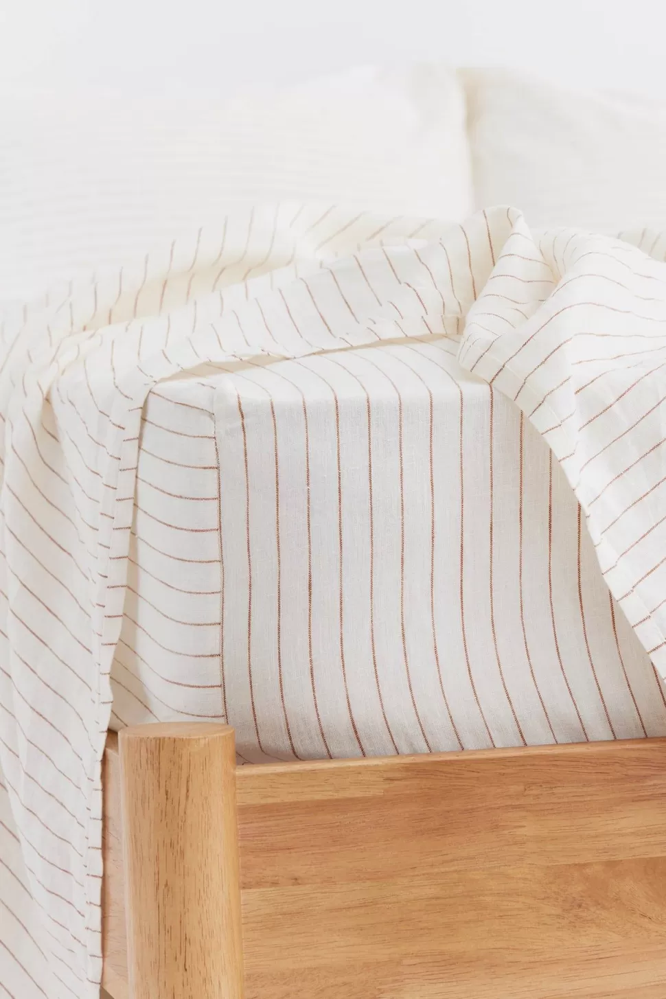 Fitted Sheets | Assembly Label Linen Fitted Sheet Tobacco Pinstripe