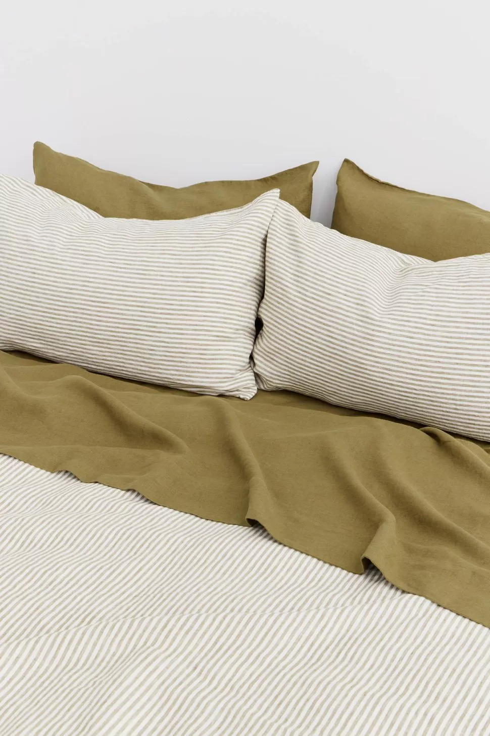 Flat Sheets | Assembly Label Linen Flat Sheet Olive Stripe