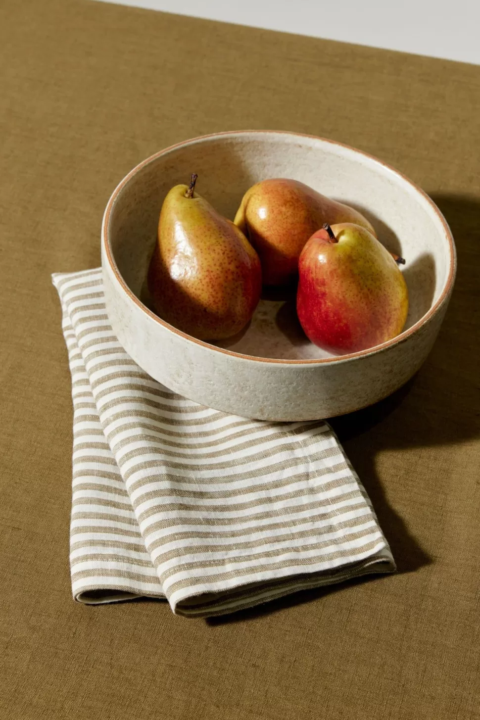 Napery | Assembly Label Linen Napkins Olive Stripe