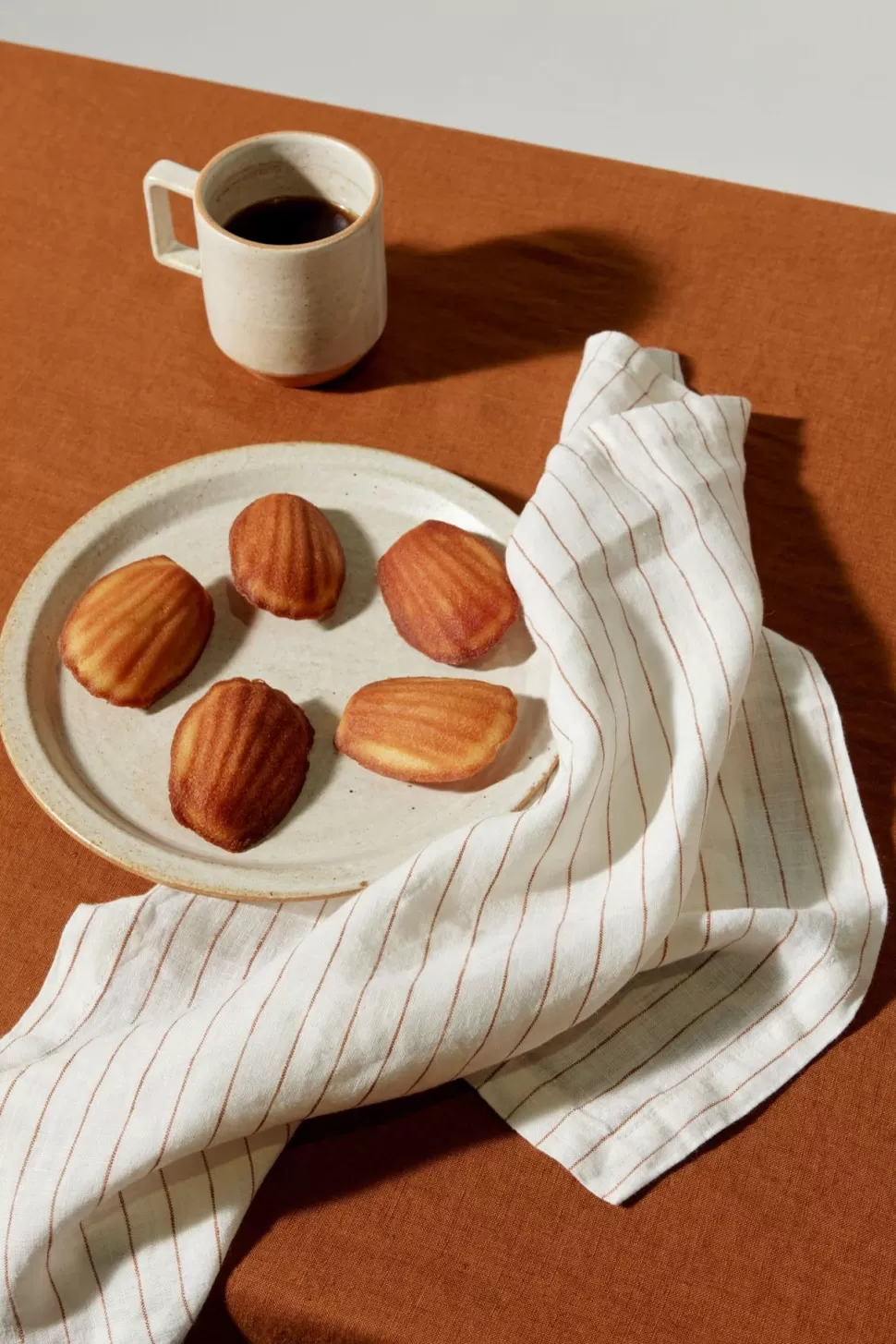 Napery | Assembly Label Linen Napkins Tobacco Pinstripe