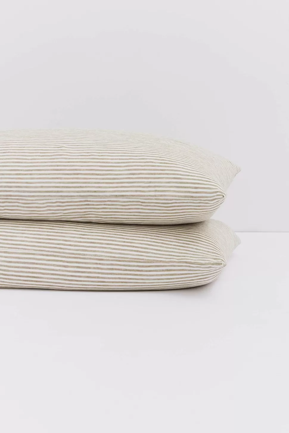 Pillow Cases | Assembly Label Standard Linen Pillow Cases Olive Stripe